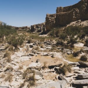 A hot desert landscape.